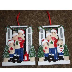 Family on Porch w Kids Christmas Ornament --PERSONALIZABLE  1 * 2 children NWT
